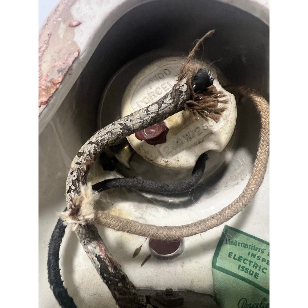 Vtg Floral Wall Sconce Light Fixture Porcelier Untested; Original Sticker - Picture 7 of 8